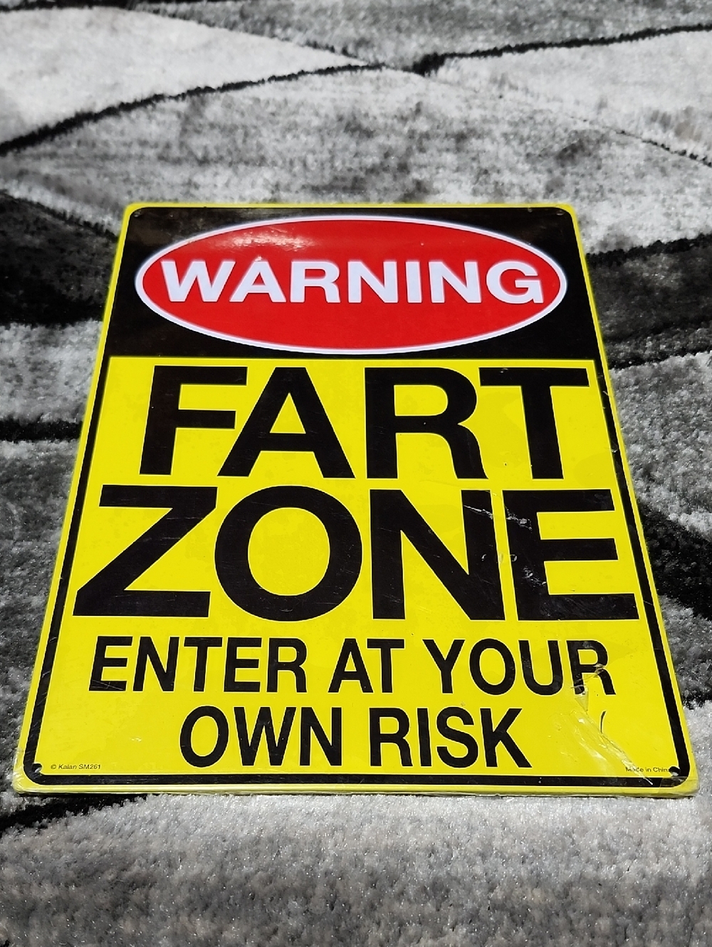 "WARNING FART ZONE ENTER AT YOUR OWN RISK" HUMOROUS WALL ART ALUMINUM SIGN